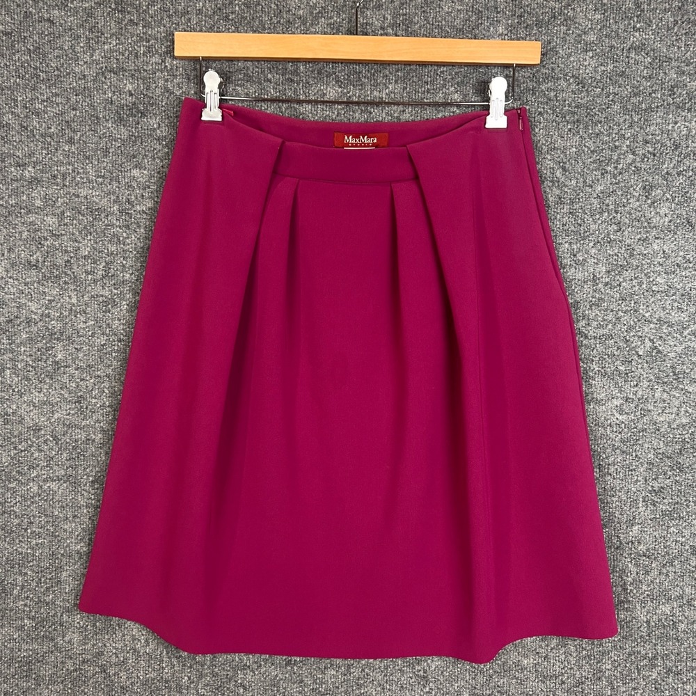 Max Mara Studio Pleated A-Line Skirt Women Size‎ 12 Zip
